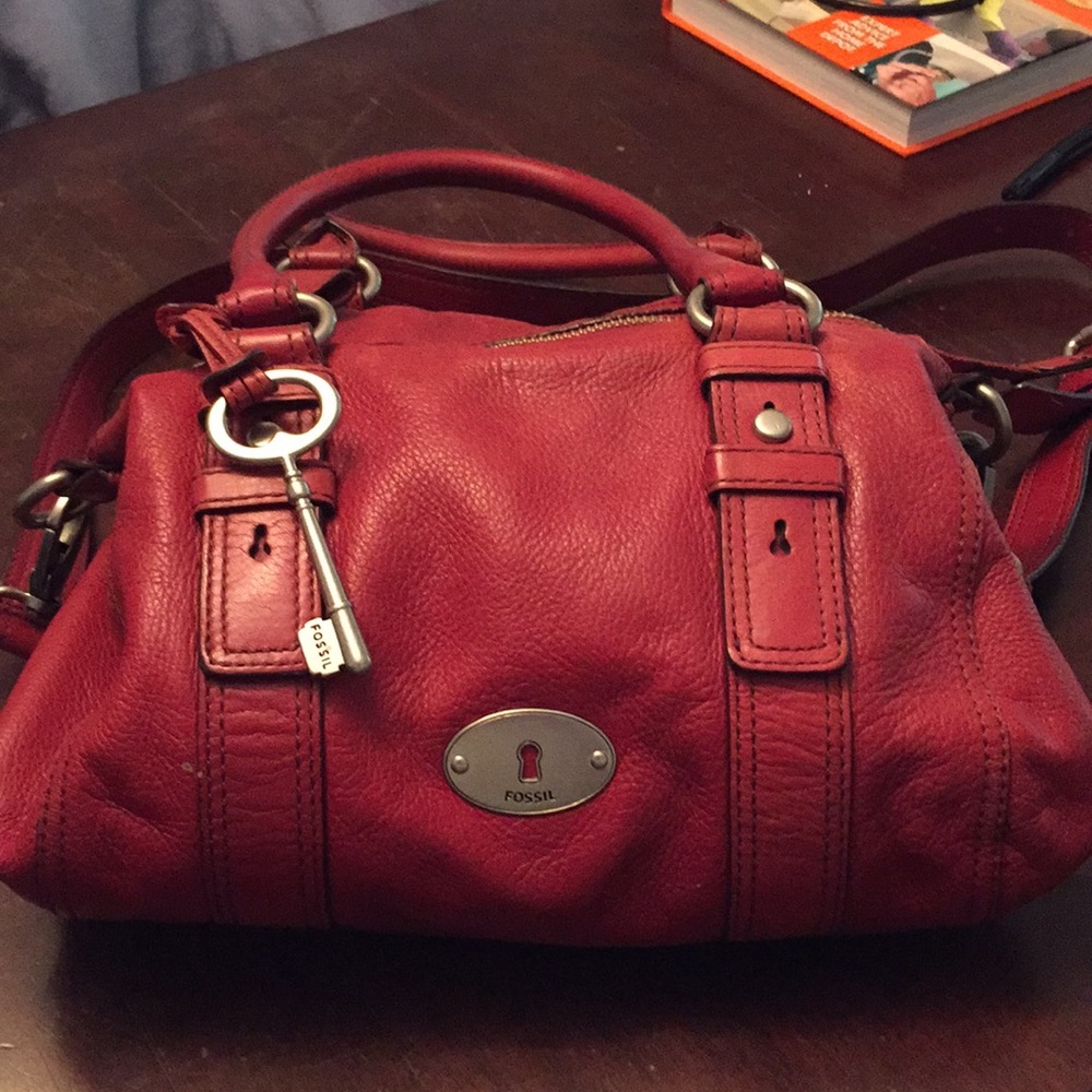 Red fossil purse